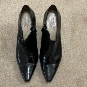 Anne Klein Black Ankle Booties with Glossy Finish